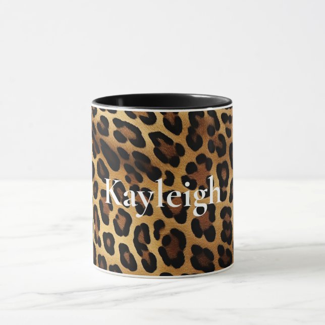 Gold Brown Leopard Animal Print Tasse (Zentrum)