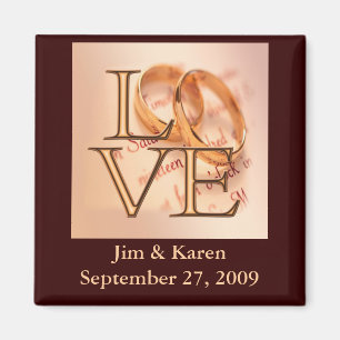 Gold-/Brown-LIEBE, Hochzeits-Bänder Save the Date Magnet