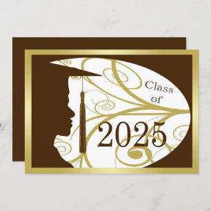 Gold/Brown Man Silhouette 2025 Graduation Party Einladung