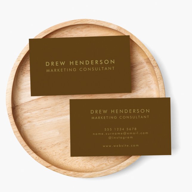 Gold Brown | Minimalistisch Moderne Berufliche Bro Visitenkarte (Make a lasting impression with this sleek bronze brown and gold custom business card design)
