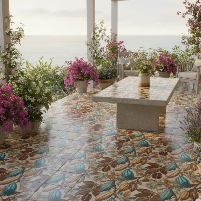 Gold Brown Turquoise Cacao Pattern Fliese (Von Creator hochgeladen)