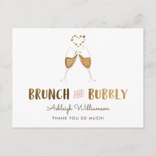 Gold Brunch & Bubbly Brautparty   Vielen Dank Postkarte