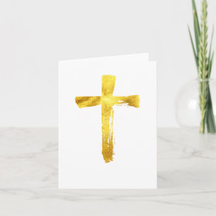 Gold Brush Cross - Modern Christian Crucifix Feiertagskarte