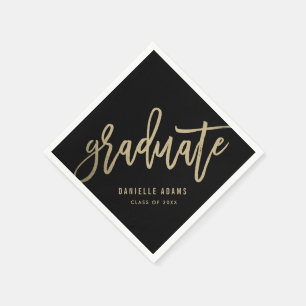 Gold Brush EDITABLE COLOR Graduation Party Napkins Serviette