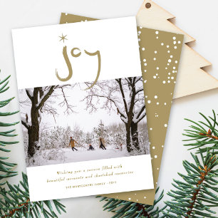Gold Brushed Joy Calligraphy Star Weihnachts-Foto Feiertagskarte