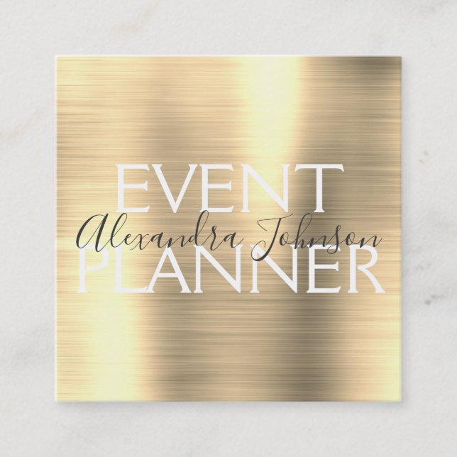 Gold Brushed Metal Event Planner Quadratische Visitenkarte (Vorderseite)
