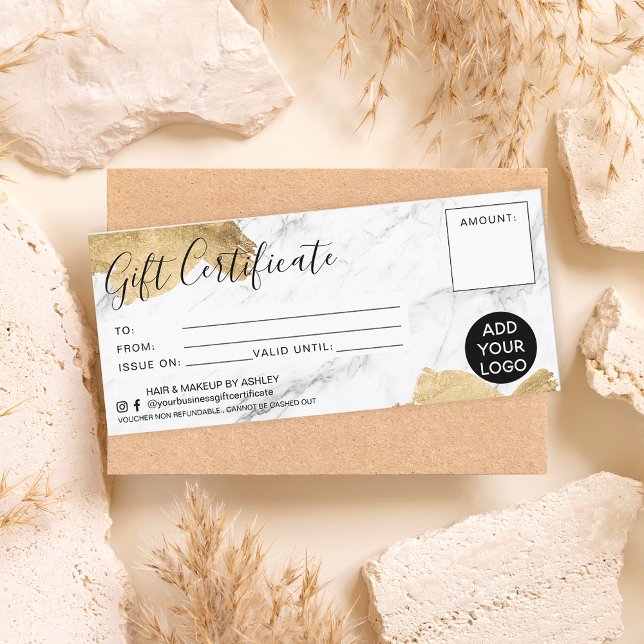 Gold brushstroke foil marble gift certificate logo (Von Creator hochgeladen)