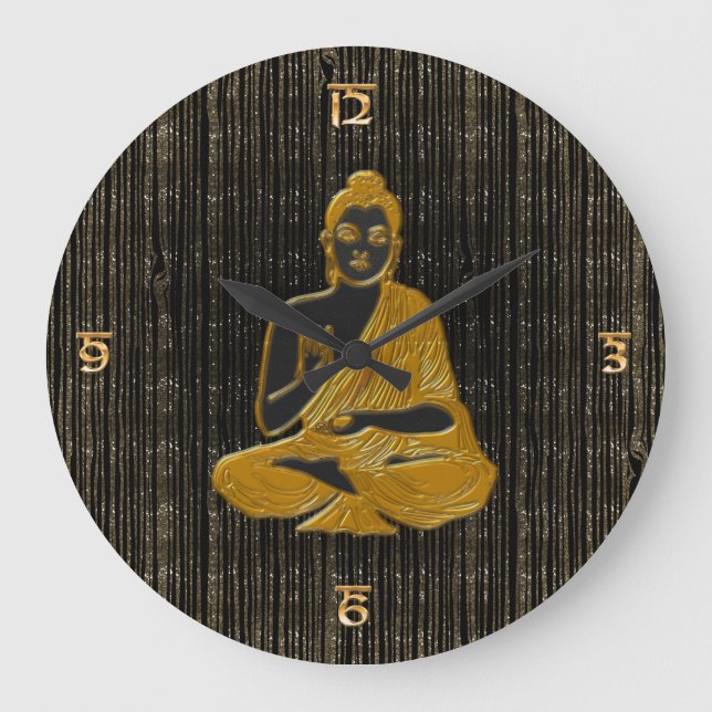 Gold Buddha Große Wanduhr (Vorderseite)