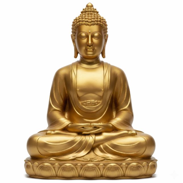 Gold Buddha Meditating dhyana mudra 2D Statue Freistehende Fotoskulptur (Vorne)
