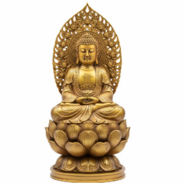 Gold Buddha on Lotus Flower 2D Statuette Statue Freistehende Fotoskulptur