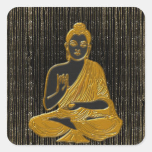 Gold Buddha Quadratischer Aufkleber