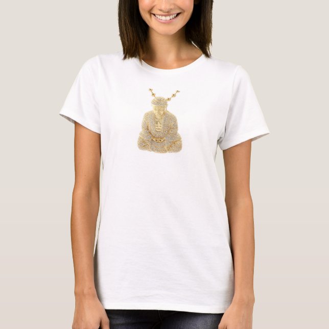 Gold Buddha Religion Buddahismus Rhinestones Juwel T-Shirt (Vorderseite)