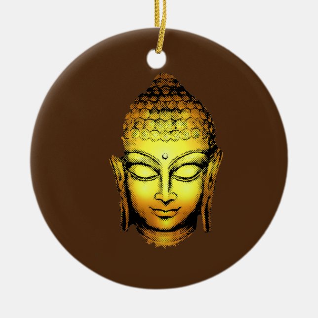 Gold Buddha Spiritual Yoga Head Keramik Ornament (Vorne)