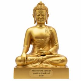 Gold Buddha Statue doing Bhumisparsha Mudra Freistehende Fotoskulptur