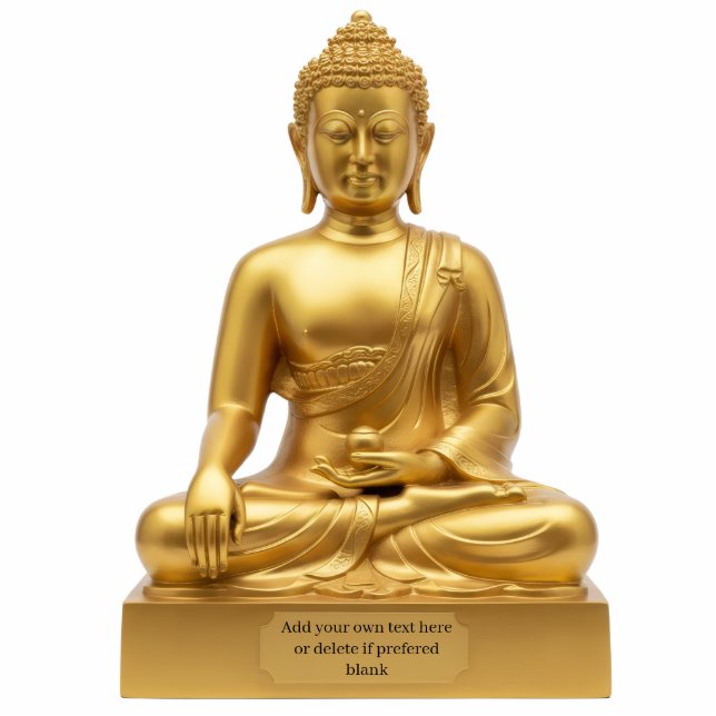 Gold Buddha Statue doing Bhumisparsha Mudra Freistehende Fotoskulptur (Vorne)