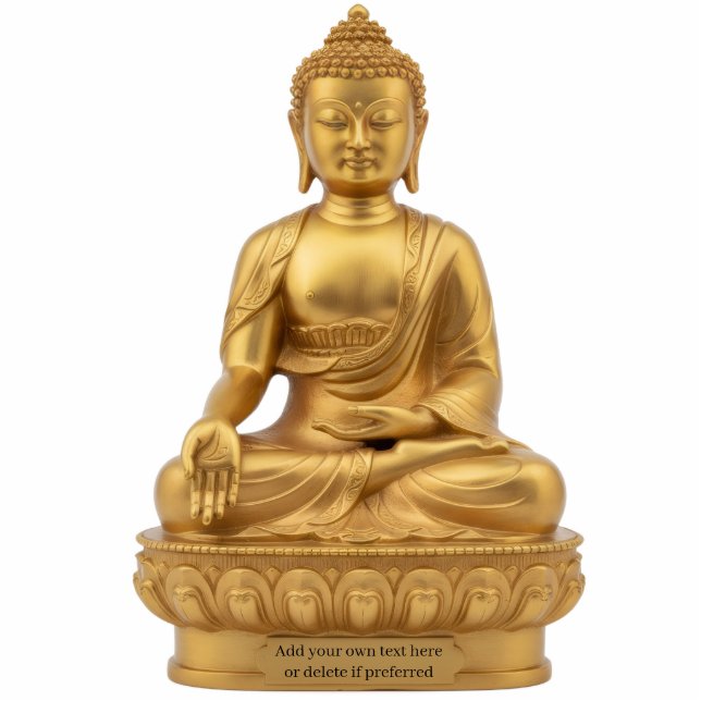 Gold Buddha Statue doing Varada Mudra 2D statuette Freistehende Fotoskulptur (Vorne)