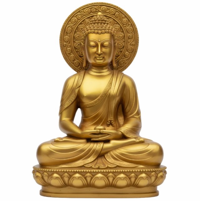Gold Buddha with nimbus halo 2D Statue Freistehende Fotoskulptur (Vorne)
