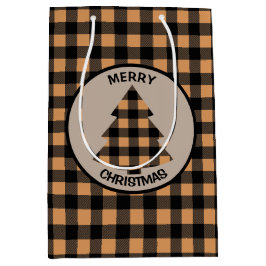 Gold Buffalo Karierter Weihnachtsbaum Mittlere Geschenktüte