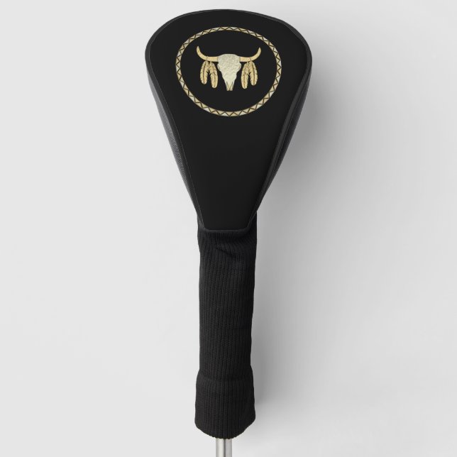 Gold Buffalo Skull Golf Head Cover Golf Headcover (Vorderseite)