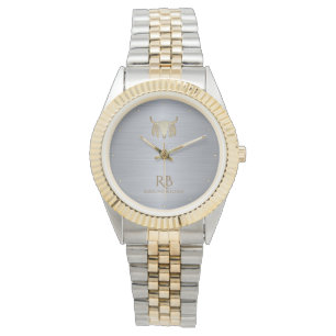 Gold Buffalo Skull Silver Metallic Watch Armbanduhr