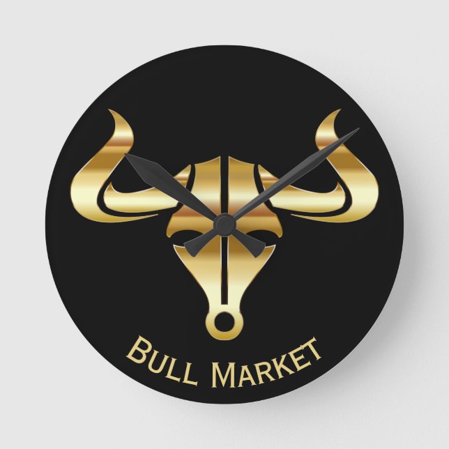 Gold Bull Market Runde Wanduhr (Vorderseite)