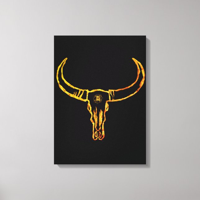 Gold Bull Skull Wrapped Canvas Leinwanddruck (Vorderseite)