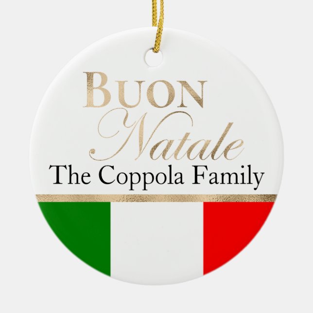 Gold Buon Natale Italienische Fahne Weihnachten Keramik Ornament (Vorne)