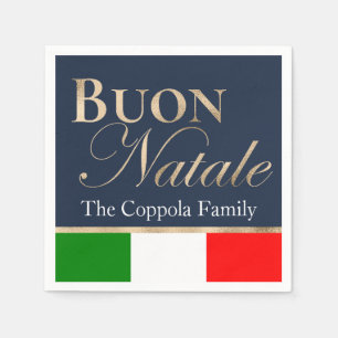 Gold Buon Natale Italienische Flagge Navy Blue Wei Serviette