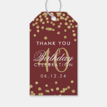 Gold Burgund 40. Geburtstag Danke Confetti