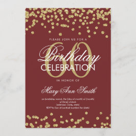 Gold Burgund 60. Geburtstagsparty Glitzer Confetti Einladung