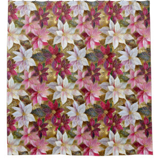 Gold Burgund Bronze Pink Red White Poinsettia Duschvorhang