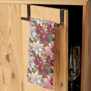 Gold Burgund Bronze Pink Red White Poinsettia Geschirrtuch