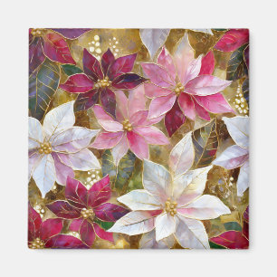 Gold Burgund Bronze Pink Red White Poinsettia Magnet