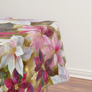 Gold Burgund Bronze Pink Red White Poinsettia Tischdecke