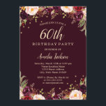 Gold Burgund Elegant Floral 40. Geburtstag Party Einladung<br><div class="desc">hübscher Blumenladen zum Geburtstag im Little Bayleigh Store!</div>