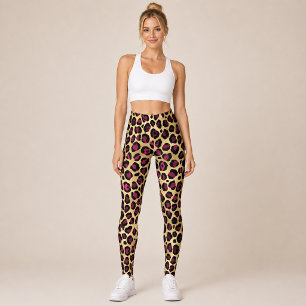 Gold Burgund Leopard Leggings