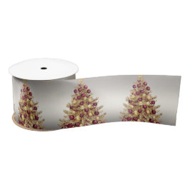 Gold Burgund Weihnachtsbaum Holiday Satin Ribbon Satinband