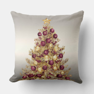 Gold Burgund Weihnachtsbaum Holiday Throw Kissen