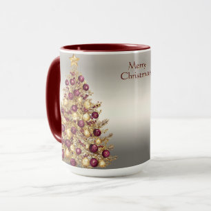 Gold Burgund Weihnachtsbaum Tasse