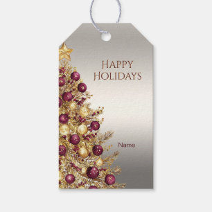 Gold Burgund Weihnachtsbaum Weihnachtsgeschenk-Tag Geschenkanhänger