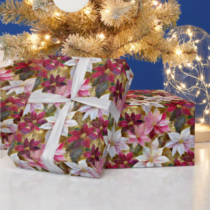 Gold Burgund Weinbronze Rosa Rot Weiß Weihnachtsst Geschenkpapier