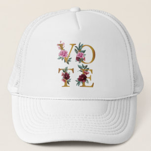 Gold Burgunder Floral Elegant Feminine Geh Wählen Truckerkappe