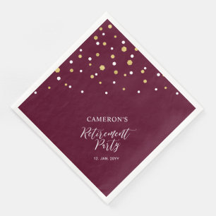 Gold & Burgunderrot chic Konfetti-Ruhestandsfeier Serviette