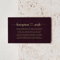 Gold Burgundy Calligraphy Honeymoon Wish
