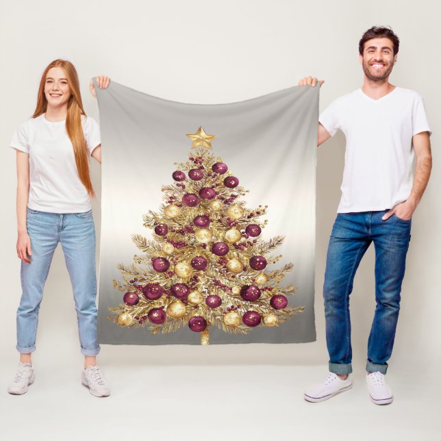 Gold Burgundy Christmas Tree Fleece Blanket (Beispiel)