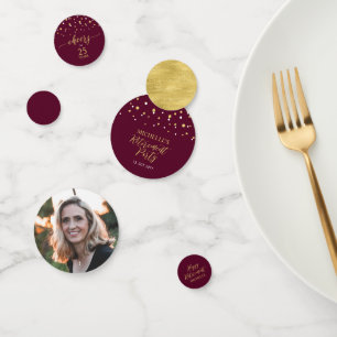 Gold & Burgundy Confetti Modern Retirement Party Konfetti