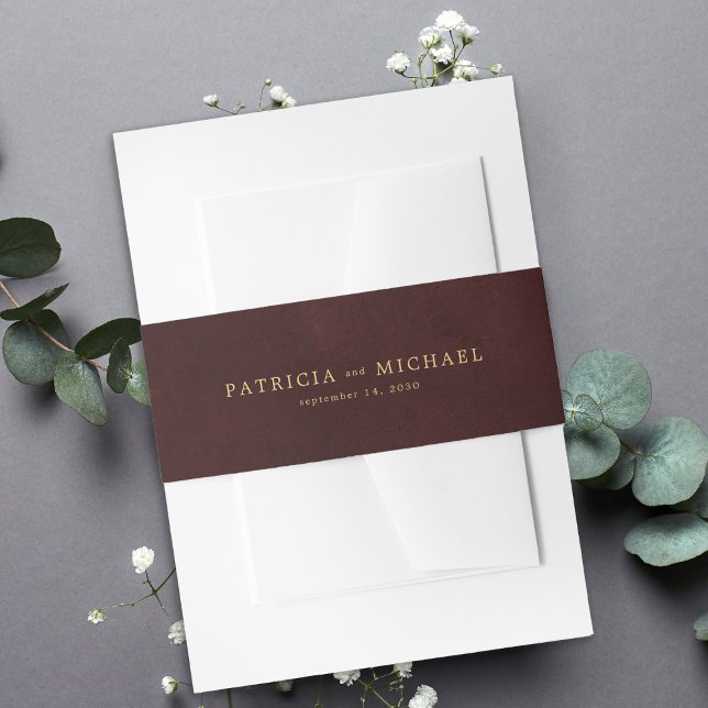 Gold burgundy elegant wedding invitation einladungsbanderole (Von Creator hochgeladen)