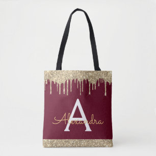 Gold Burgundy Glitzer Sparkle Elegantes Monogramm