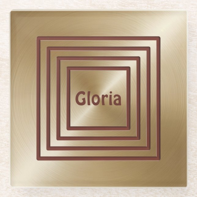 Gold Burgundy Square Glass Untersetzer (Vorderseite)