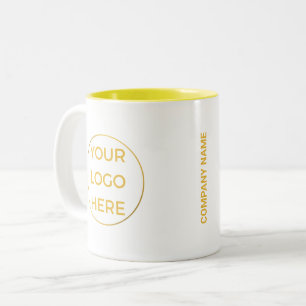 Gold Business Logo und Name auf einem weißen Brand Zweifarbige Tasse